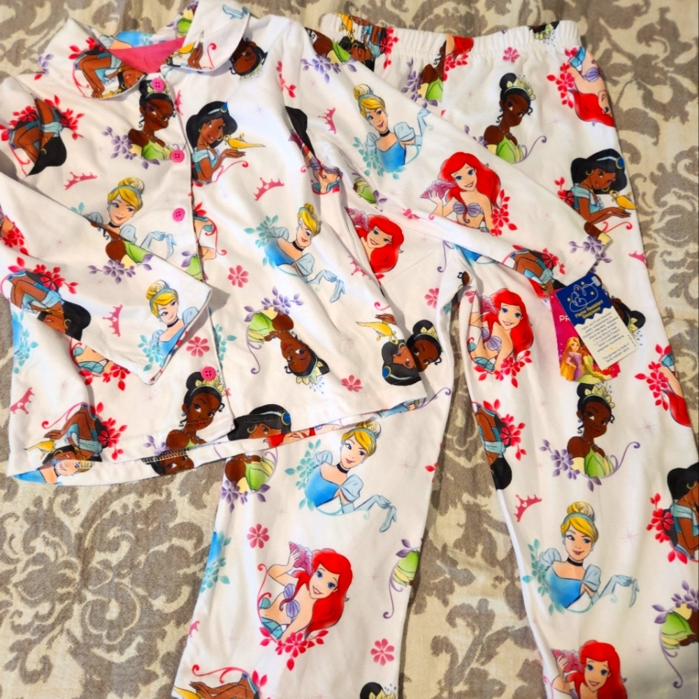 4T Disney Princess Button Down Pjs